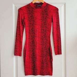 Pretty Little Thing Red Zebra Print Mini Dress